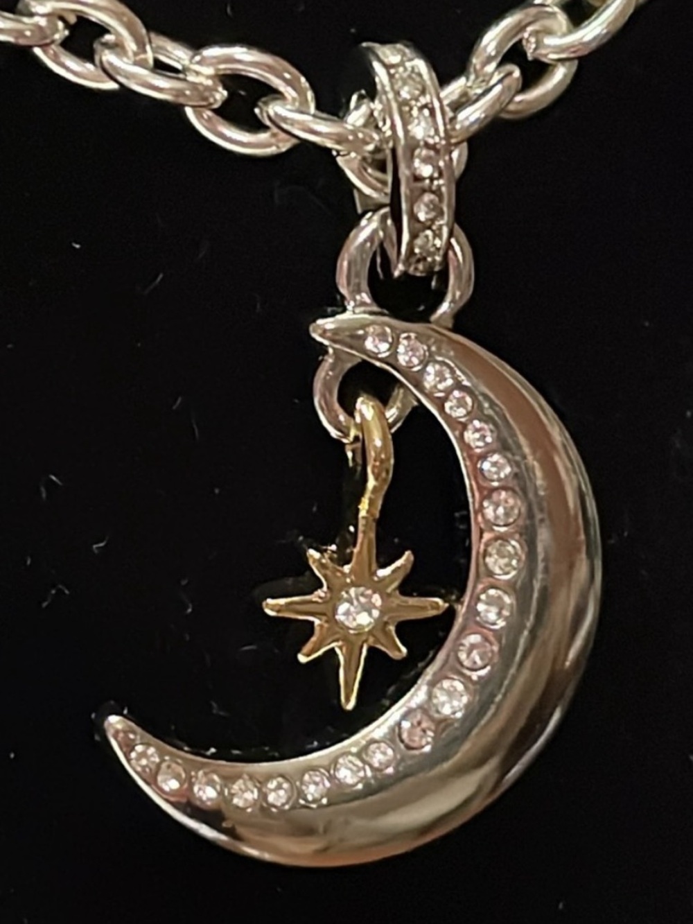 Two Tone Moon and Star Necklace